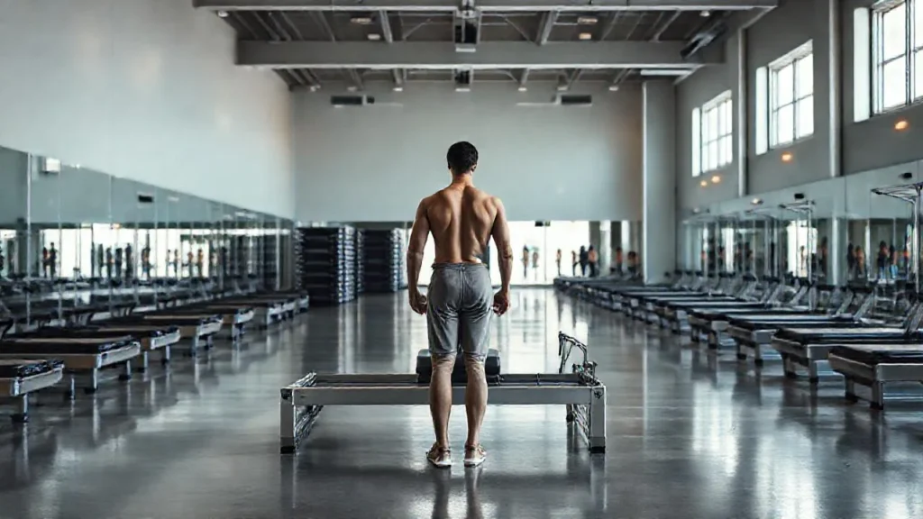 Gimnasio tranquilo, figura en movimiento