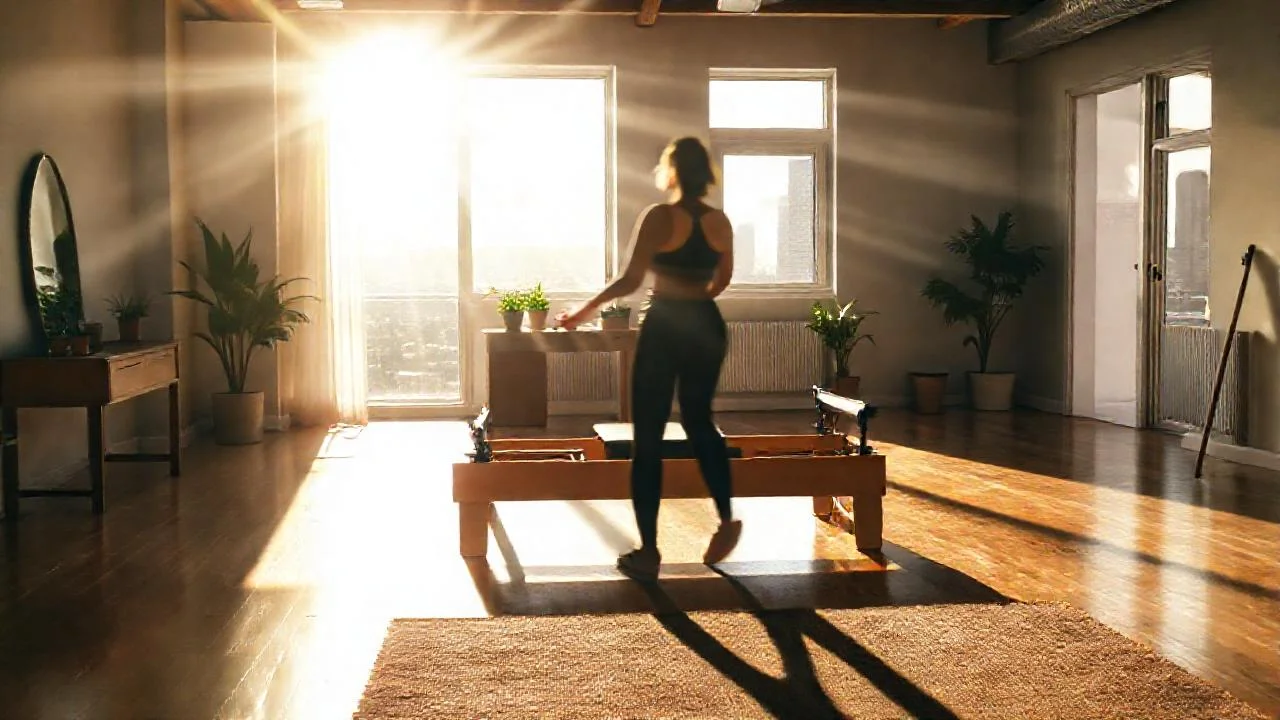 Un estudio luminoso y minimalista se ilumina