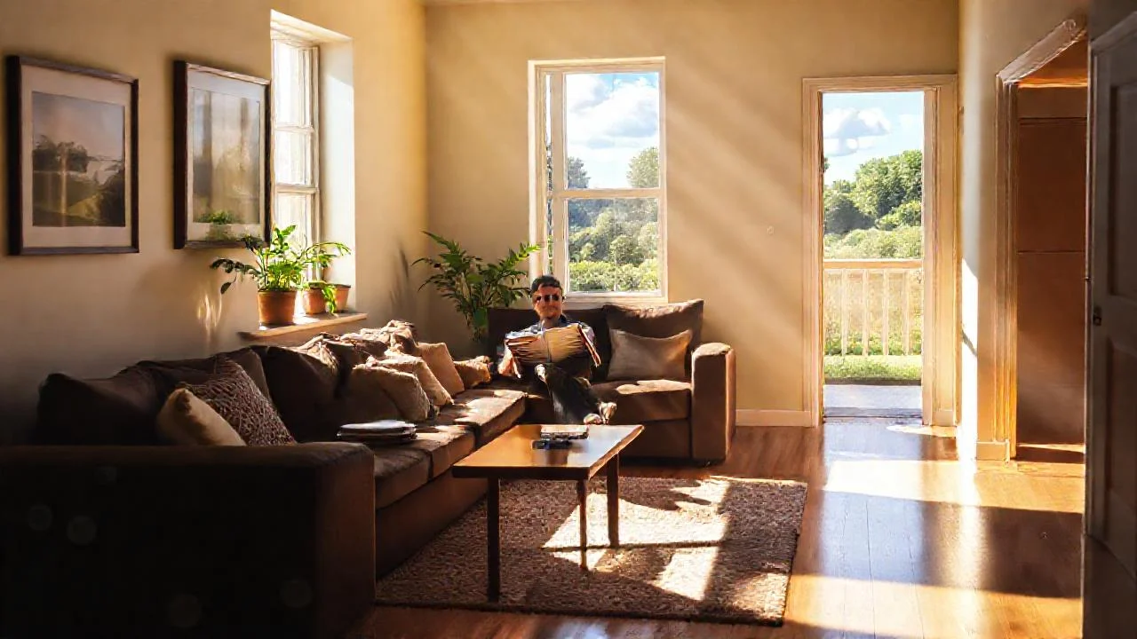 Luz cálida ilumina un hogar tranquilo