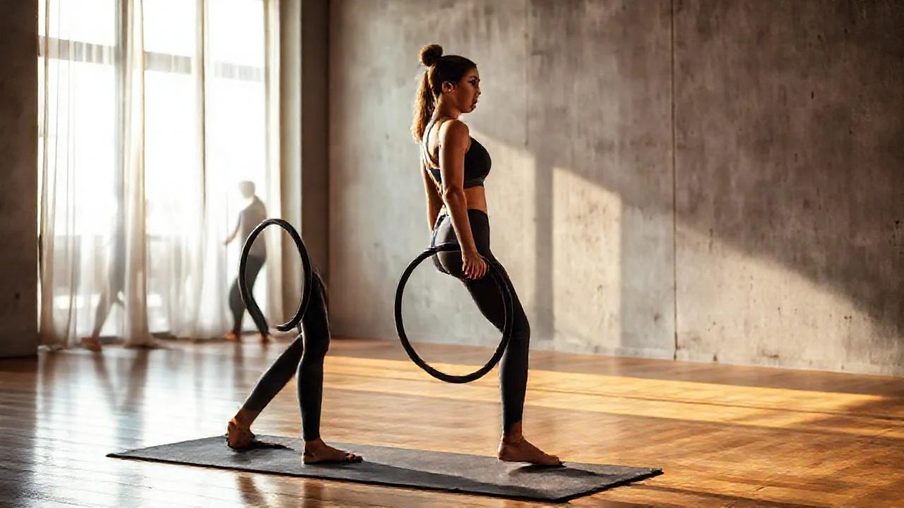 Mujer en Pilates, luz natural suave