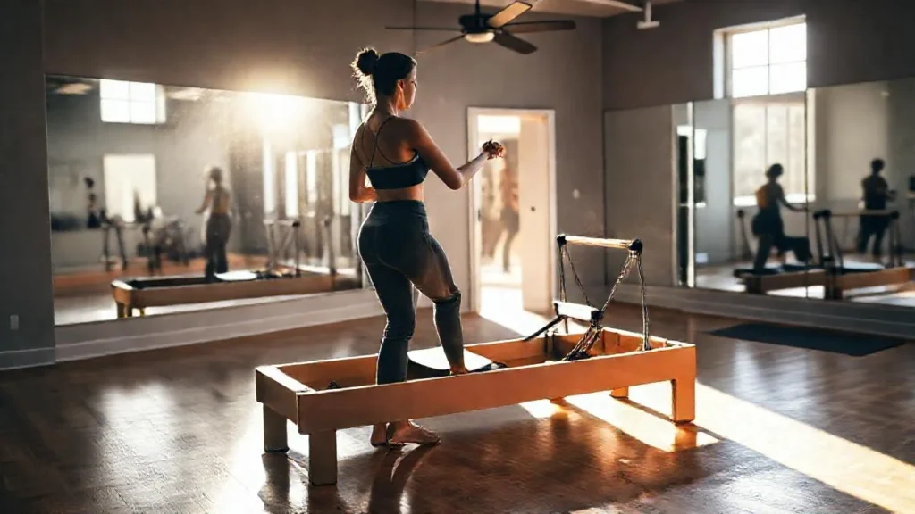 Sol brillante ilumina el estudio fitness