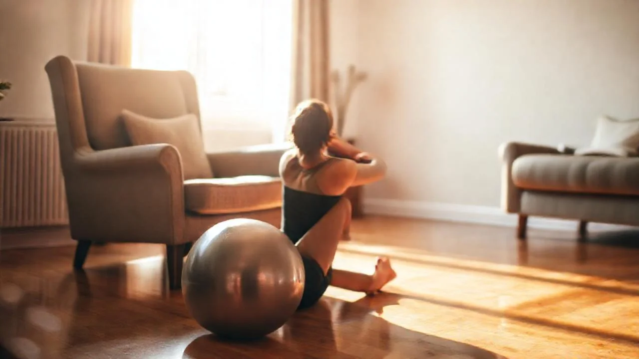 Ejercicio doméstico en un hogar tranquilo