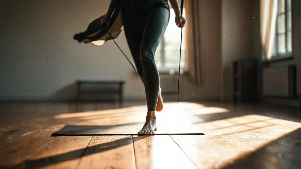 Mujer en Pilates, luz natural suave