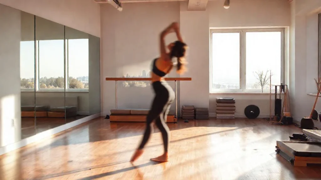 Gym tranquilo, luz suave y movimiento