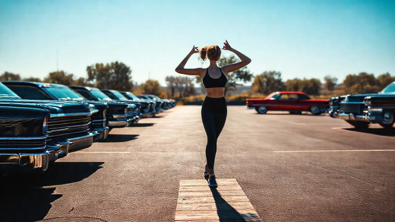 Un estacionamiento soleado con coches antiguos