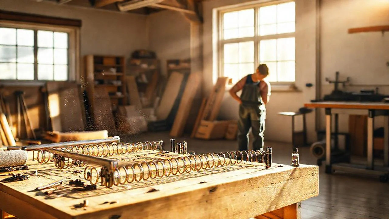 Un artesano trabaja en un taller soleado