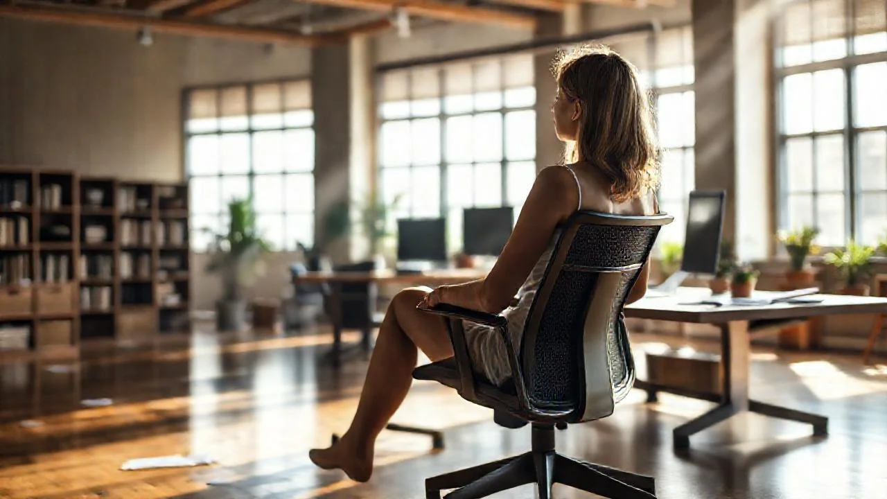 Una mujer tranquila en un espacio luminoso