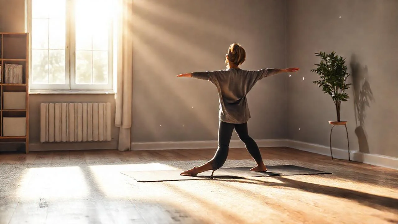 Mujer medita en luz serena