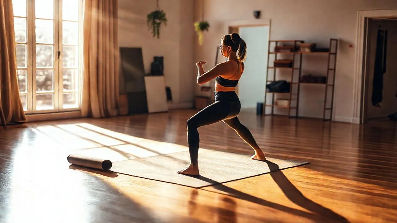 Una mujer se ejercita en luz natural