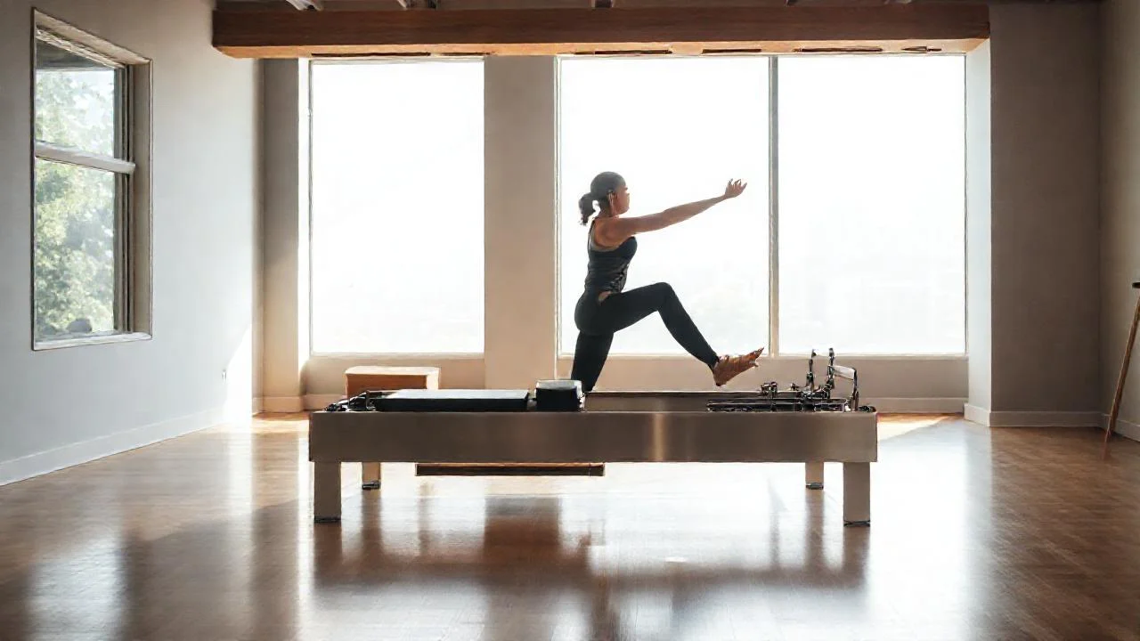 Pilates en un estudio luminoso y amplio