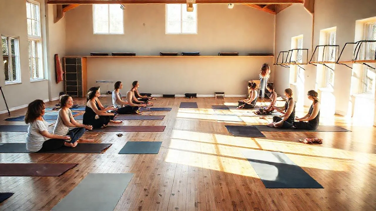 Estudio de yoga tranquilo y luminoso