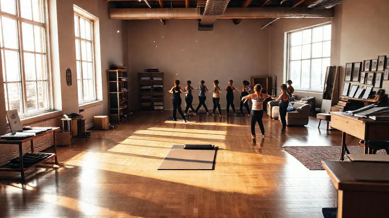 Estudio de Pilates iluminado, tranquilo y activo