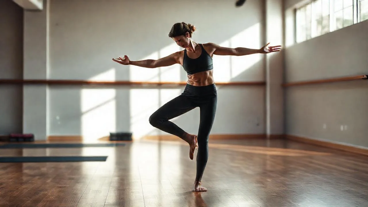 Atleta en yoga, calma y equilibrio