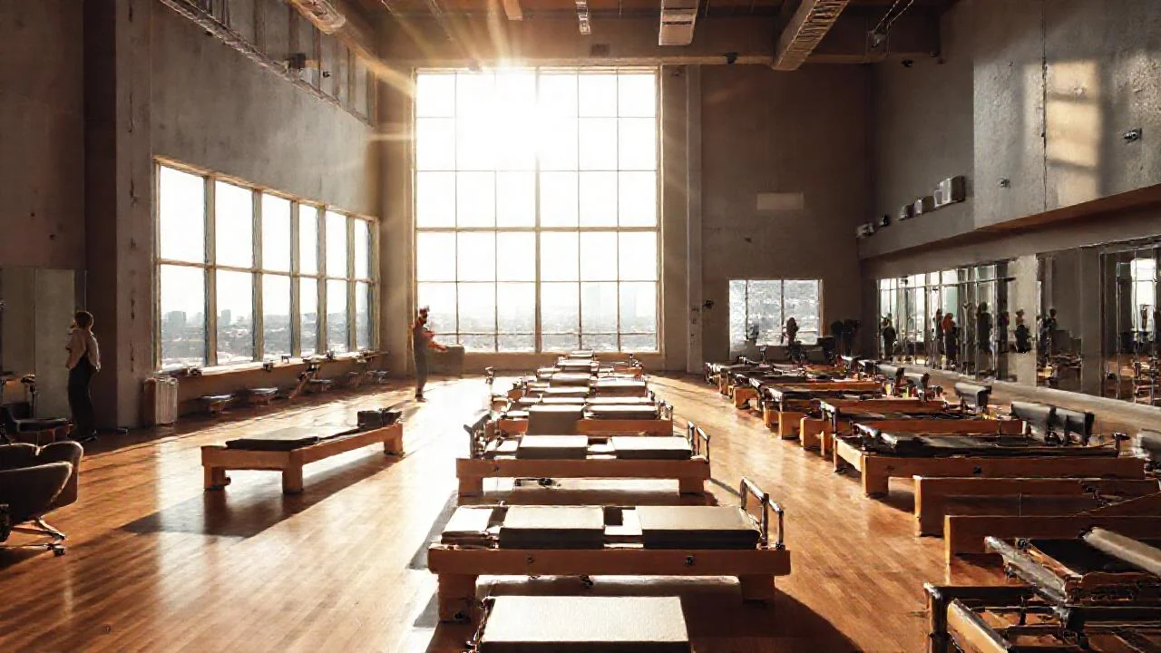 Un gimnasio moderno, luminoso y organizado