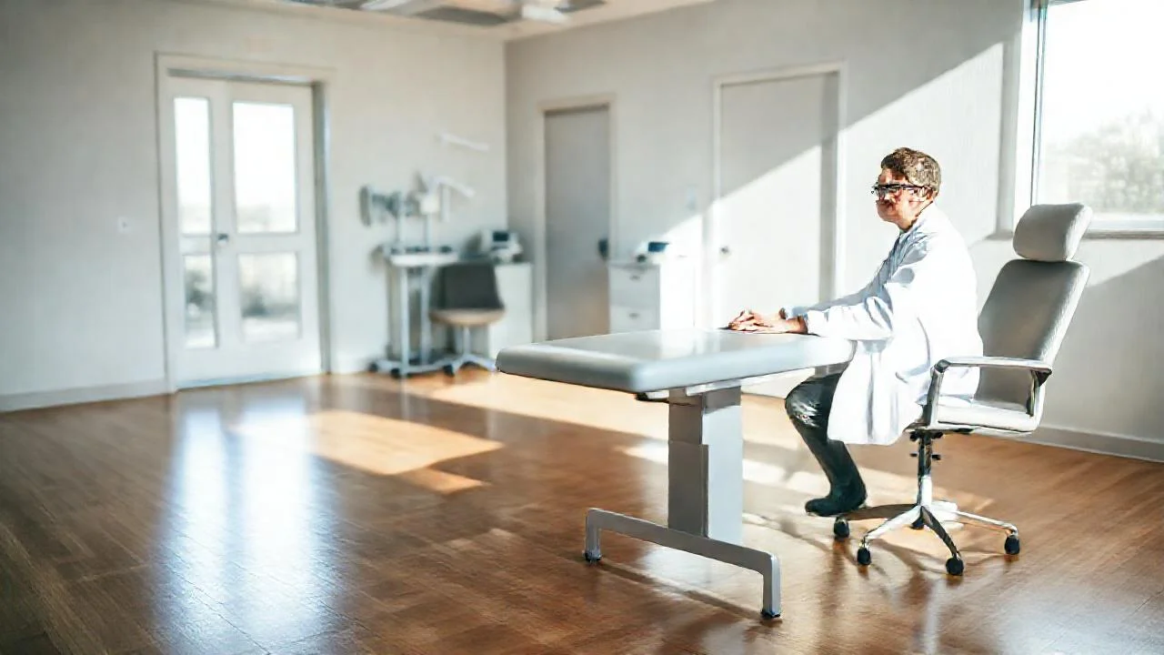 Un consultorio médico moderno, iluminado y sereno