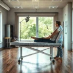 Un consultorio de fisioterapia tranquilo y detallado