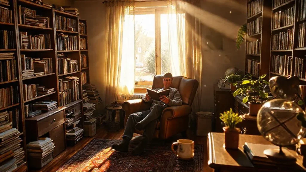 Luz cálida ilumina un estudio tranquilo