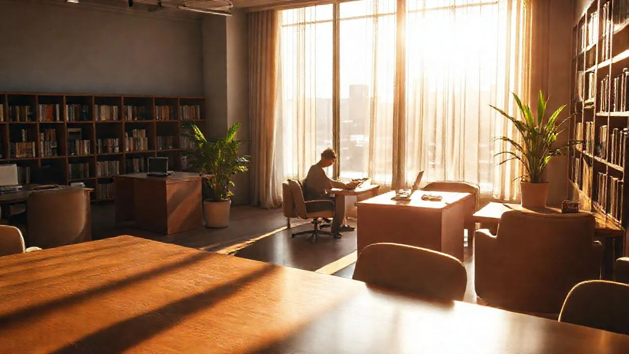 Luz cálida ilumina un espacio tranquilo