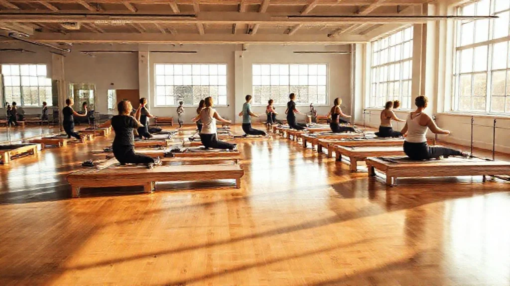 Studio de Pilates iluminado y sereno