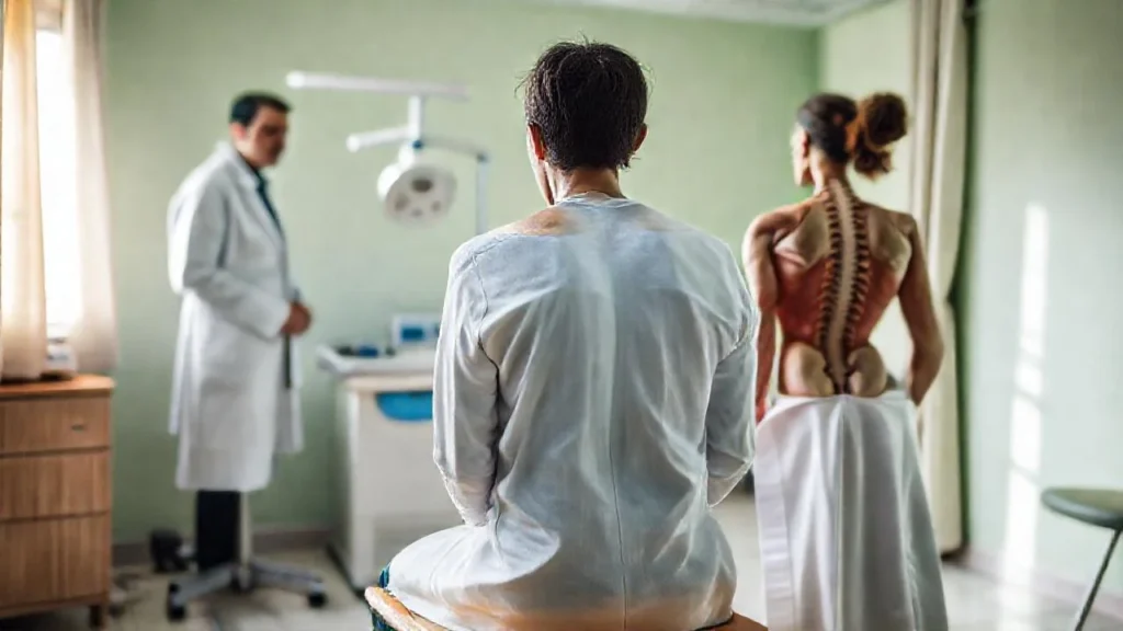 Médico examina paciente en ambiente profesional