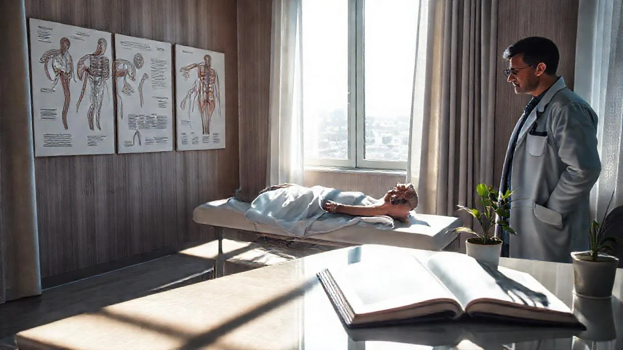 Médico observa paciente en calma