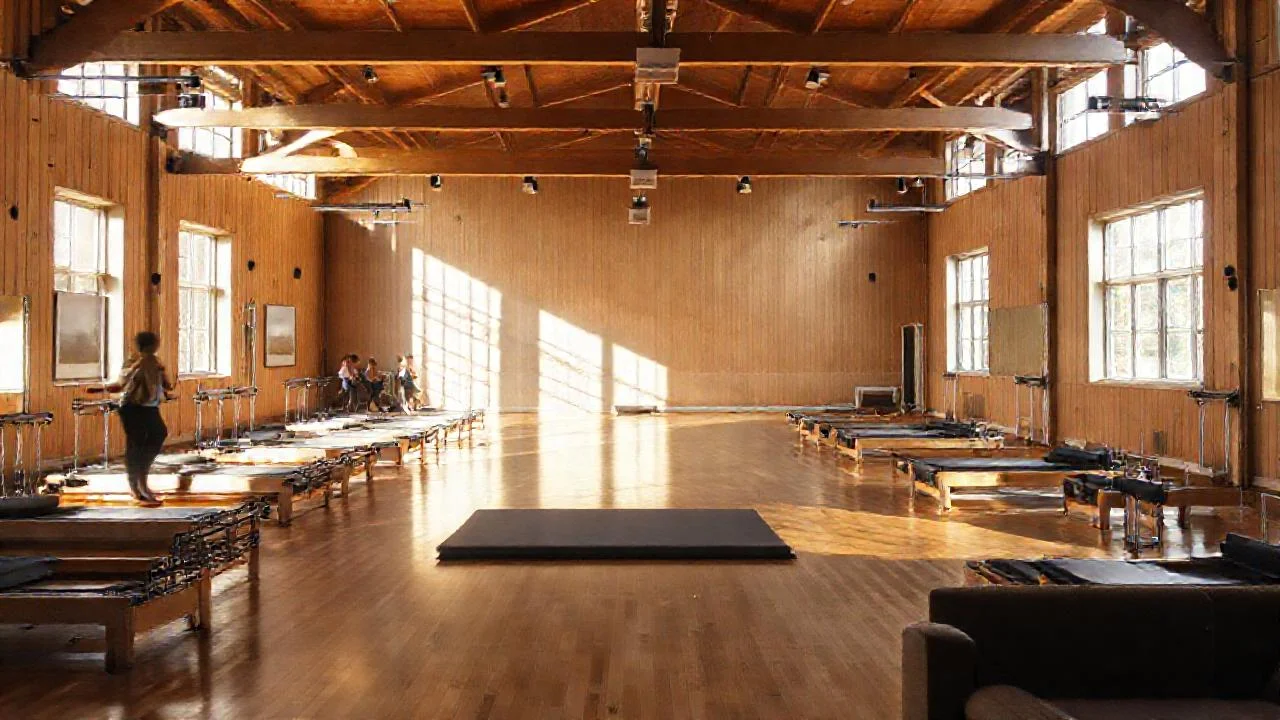 Estudio de Pilates bañado en luz cálida