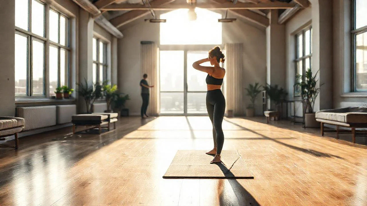 Estudio minimalista, luz suave, calma plena