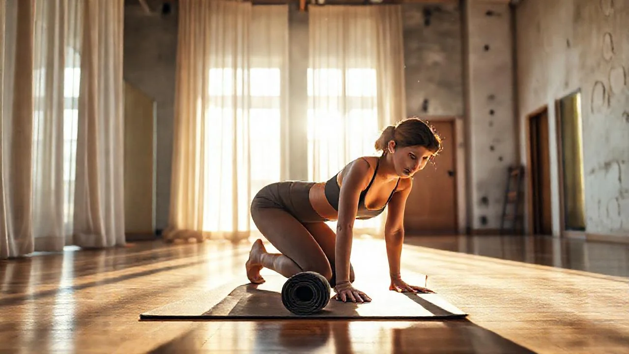 Mujer medita en estudio sereno