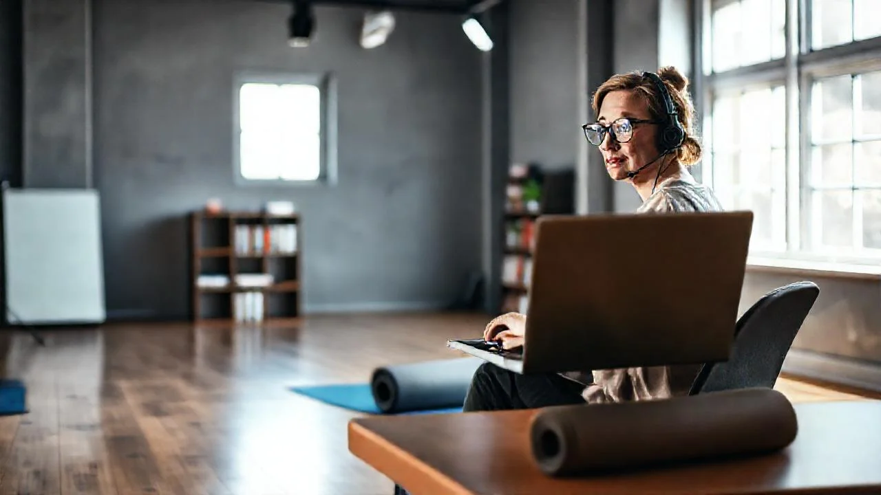 Mujer concentrada trabajando en un estudio