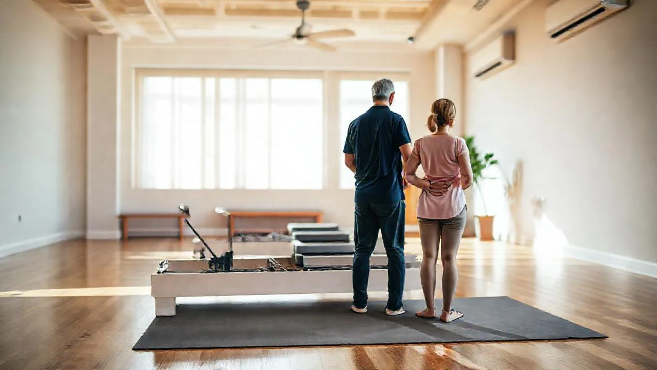 Pilates en luz natural, atmósfera tranquila