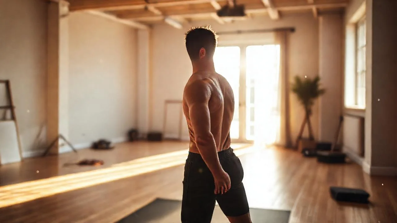 Un hombre medita en luz natural