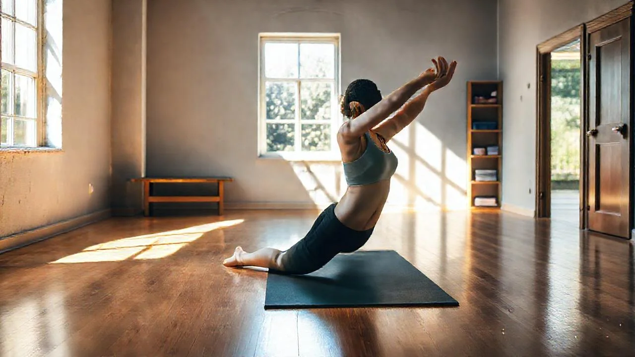 Pilates en un estudio iluminado