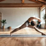 Un cuerpo se estira en luz tenue