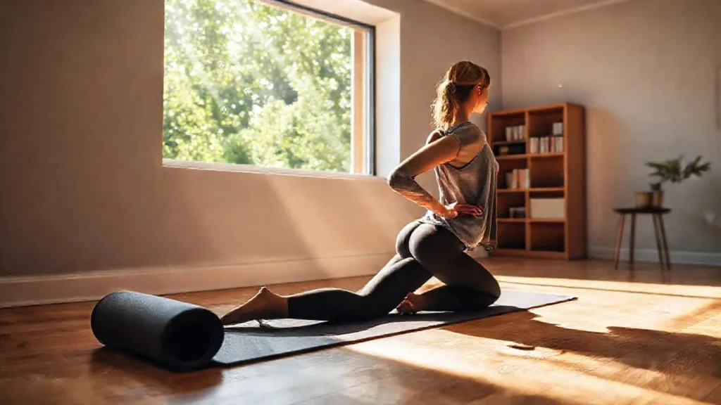 Sol suave ilumina una mujer en calma