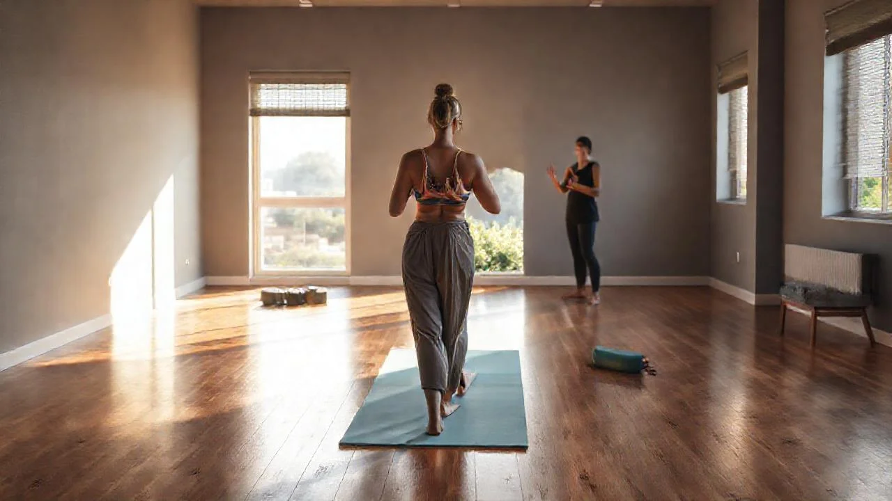 Una mujer medita en un estudio tranquilo