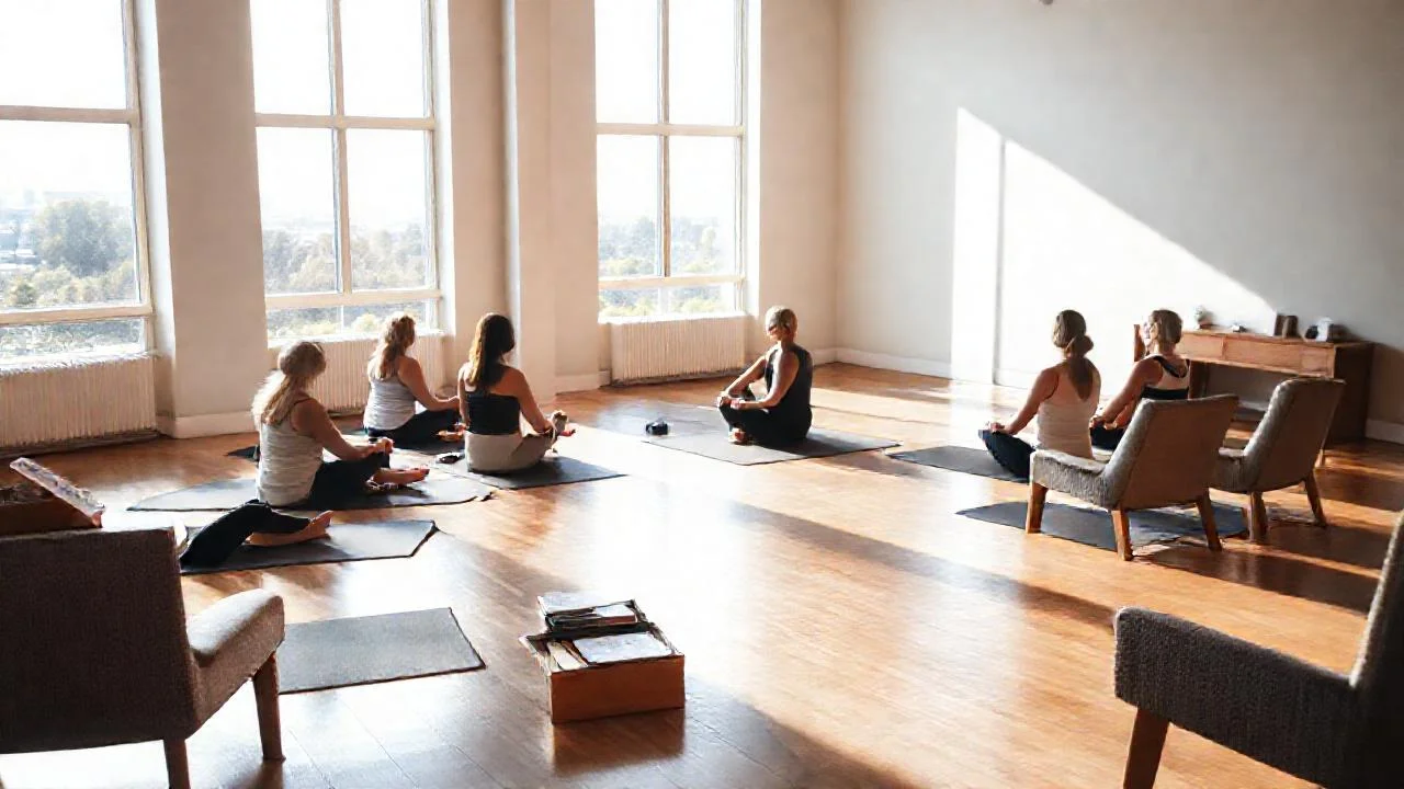 Mujeres en pilates, luz natural suave