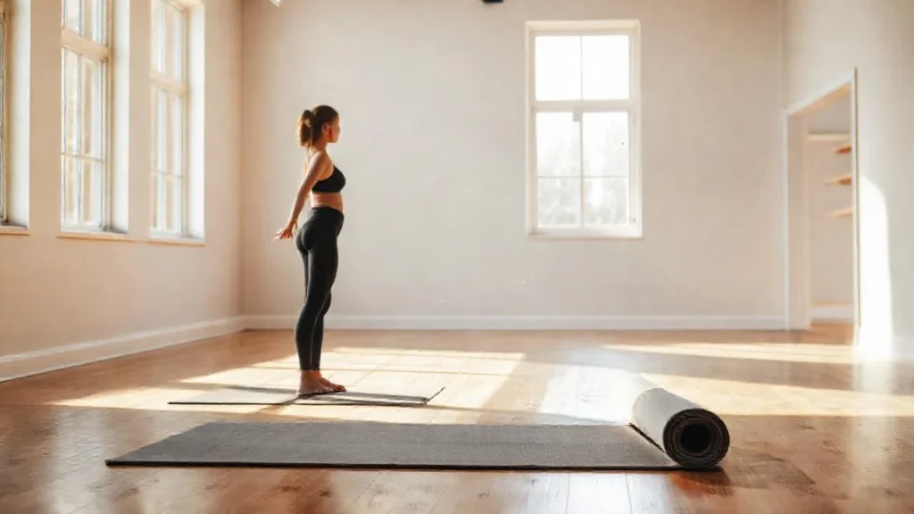 Mujer medita en espacio sereno