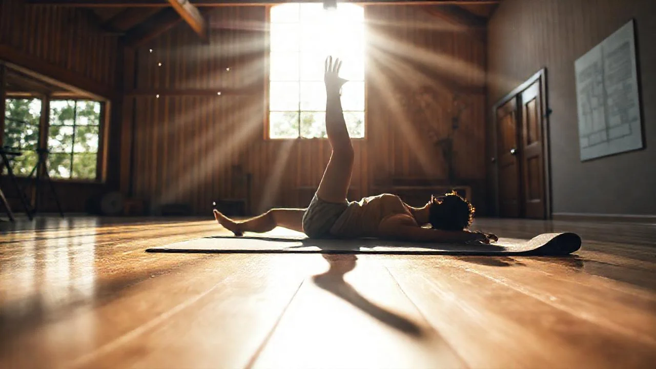 Un cuerpo se estira en luz cálida