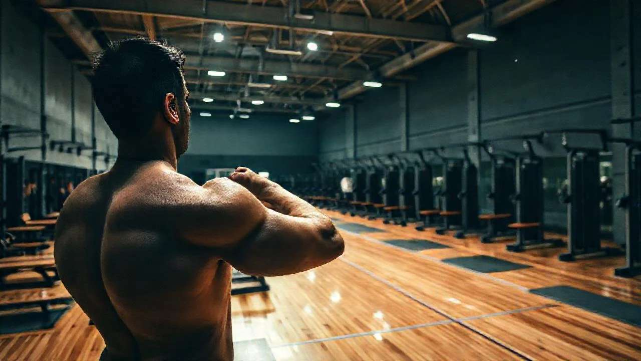 Entrenamiento intenso en gimnasio iluminado