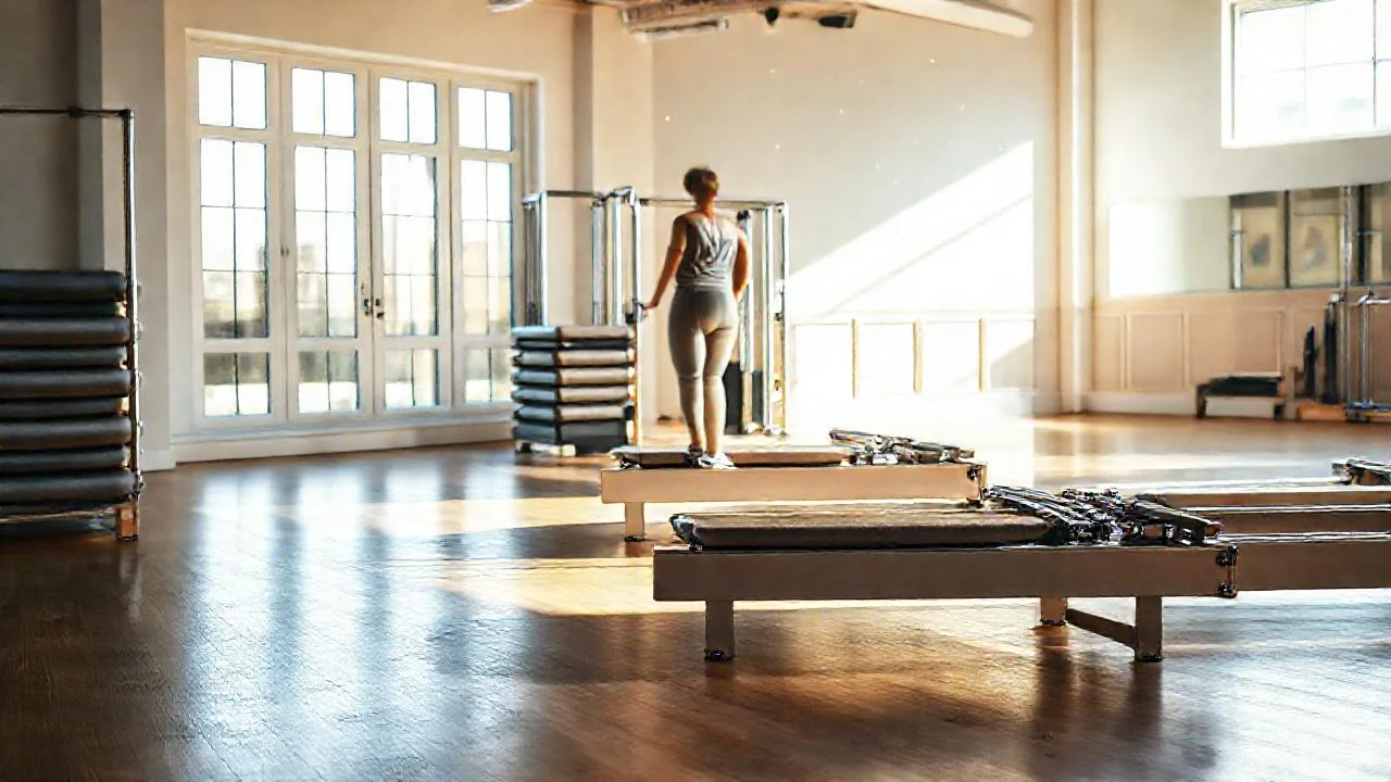 Estudio pilates iluminado, ordenado y tranquilo