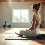 Mujer se estira en luz serena