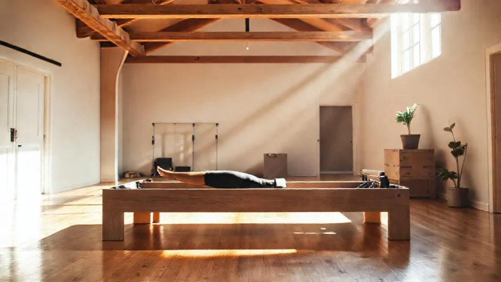 Luz baña un gimnasio minimalista y cálido