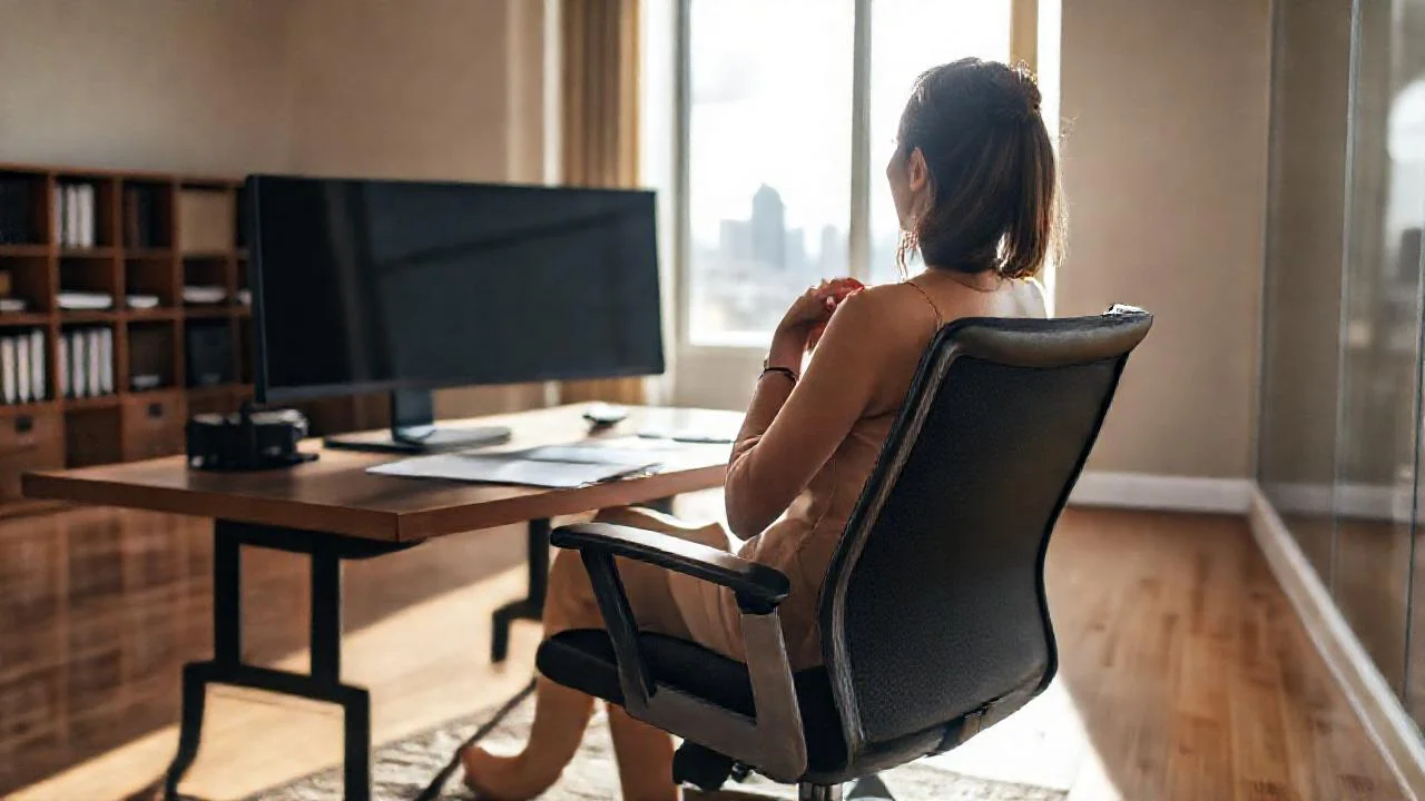 Trabajadora, luz, calma y espacio