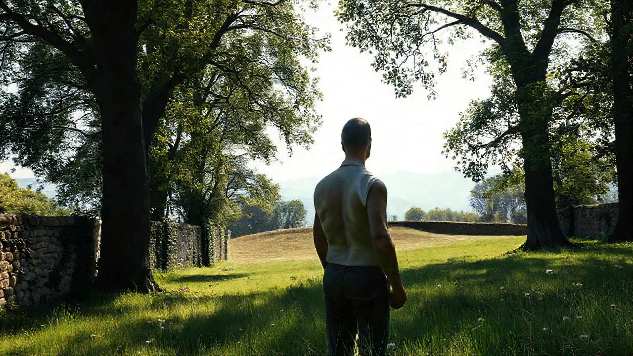 Silueta humana en paisaje sereno