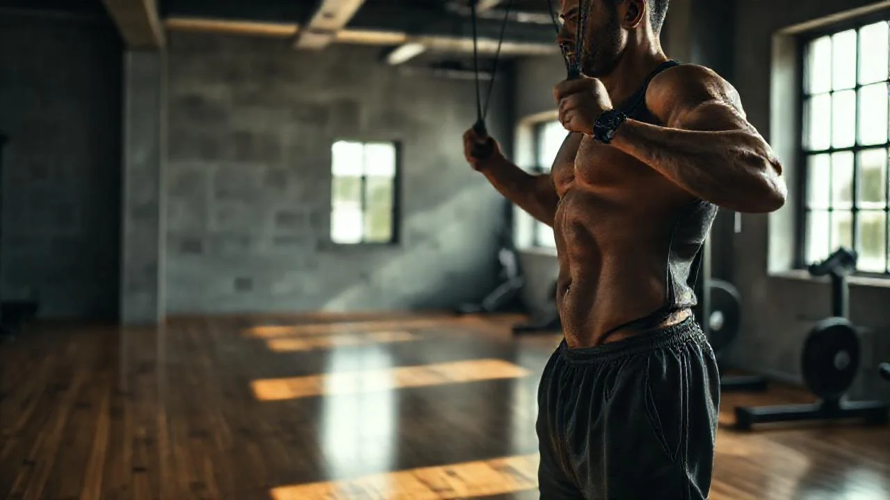 Un atleta se ejercita en gimnasio